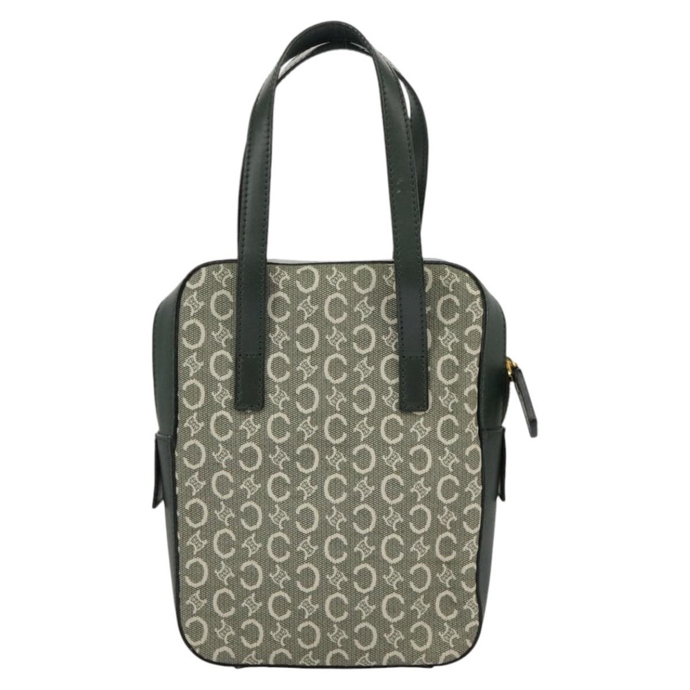 Celine C Macadam Canvas Hand Bag Gray Gold Auth 9… - image 2